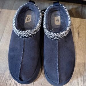 UGG Tasman Slippers Black Suede Shearling Lined – Women’s Size 8 (EU 39)